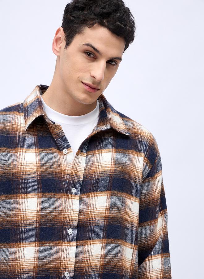 Styli Campfire Brushed Flannel Checkered Oversized Shirt  - Image 4