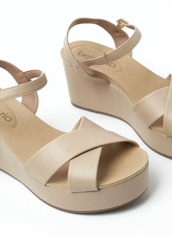 بيرا ريو Beira Rio Ladies Wedge Sandals Beige | Made In Brazil