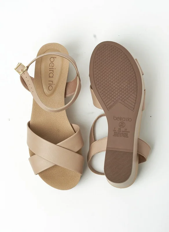 بيرا ريو Beira Rio Ladies Wedge Sandals Beige | Made In Brazil