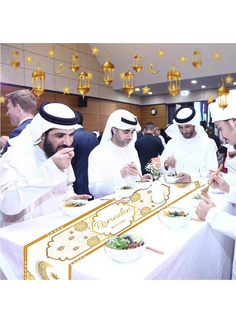 توبيتش أغطية وسائد رمضان، مفرش طاولة رمضان، زينة رمضان، مع مفرش طاولة و 4 قطع أغطية وسائد زخرفية للمنزل - Image 3