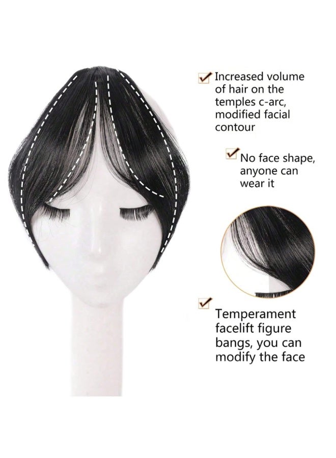 2 PCS Bangs Hair Clip in Bangs Fringe with Temples Hairpieces for Women Hair Bangs Extension for Daily Wear (Natural black) - Image 3