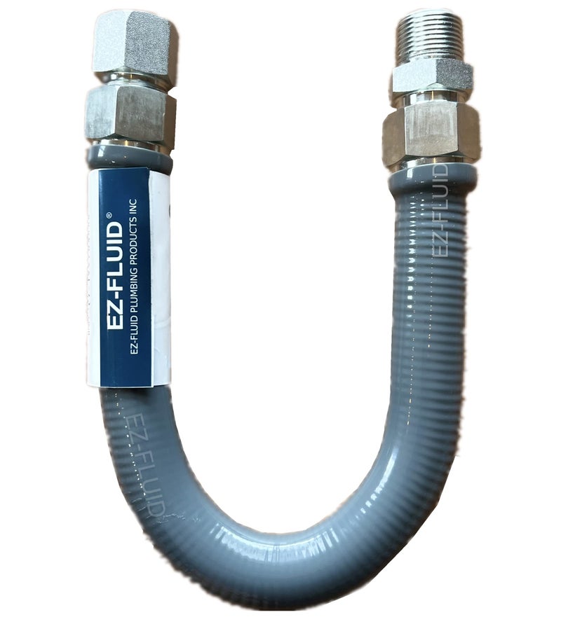 EZ-FLUID EZFluid 1 48 1OD 34MIP x 34FIP High Flow Full Port Appliance Gas Connector GreyGray PVC Coated Gas Flexible LineStainless Steel High BtuGas Connector Hose Supply IndoorOutdoor - Image 2