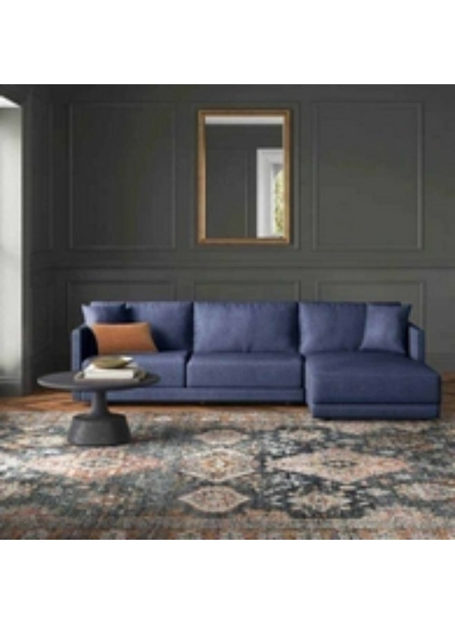 Homzmart Swedish Wood and Linen L-Shape Sofa  - Blue  - Image 3
