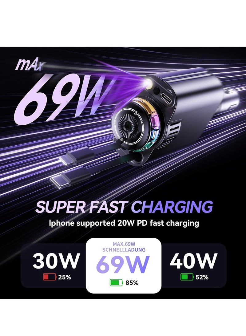 RaboS شاحن سيارة 5 في 1 وضوء النجوم مع معطر جو - اشحن الأجهزة بسرعة باستخدام منافذ USB المتعددة، واستمتع بأضواء LED المرصعة بالنجوم المهدئة، وحافظ على رائحة سيارتك منعشة مع موزع رائحة مدمج. - Image 5