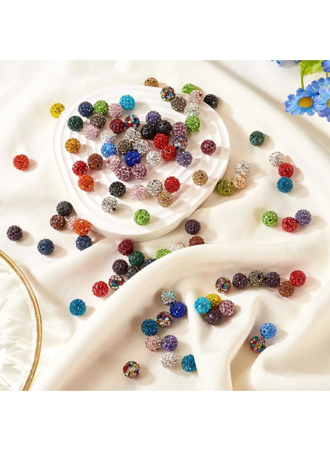 100 قطعة 10 مللي متر شامبالا تمهيد ديسكو الكرة حبيبات صلصال مختلط اللون بوليمر كلاي جولة حجر الراين الخرز دلايات لصنع المجوهرات