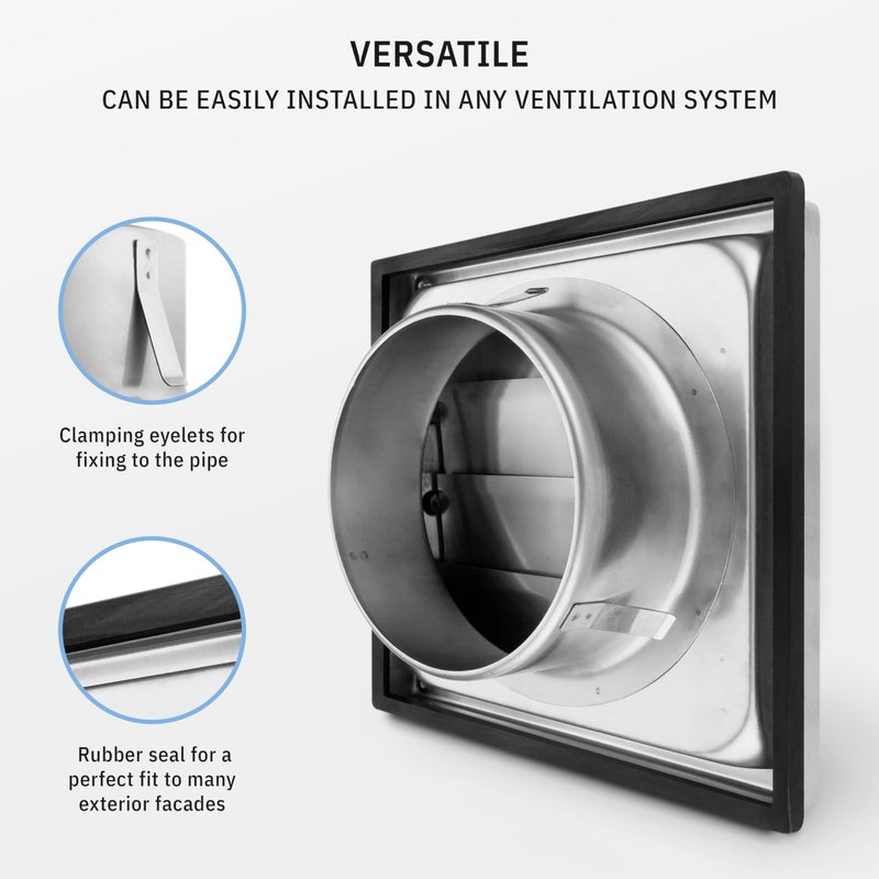 calimaeroÂ® VKE 6" Inch Dryer Vent Cover â€“ Outdoor Stainless Steel Grille with Moving Flaps â€“ Fits Only with Metal Ducts for HVAC & Dryer Systems - Image 5