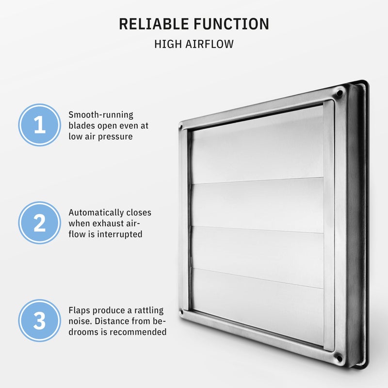 calimaeroÂ® VKE 6" Inch Dryer Vent Cover â€“ Outdoor Stainless Steel Grille with Moving Flaps â€“ Fits Only with Metal Ducts for HVAC & Dryer Systems - Image 4