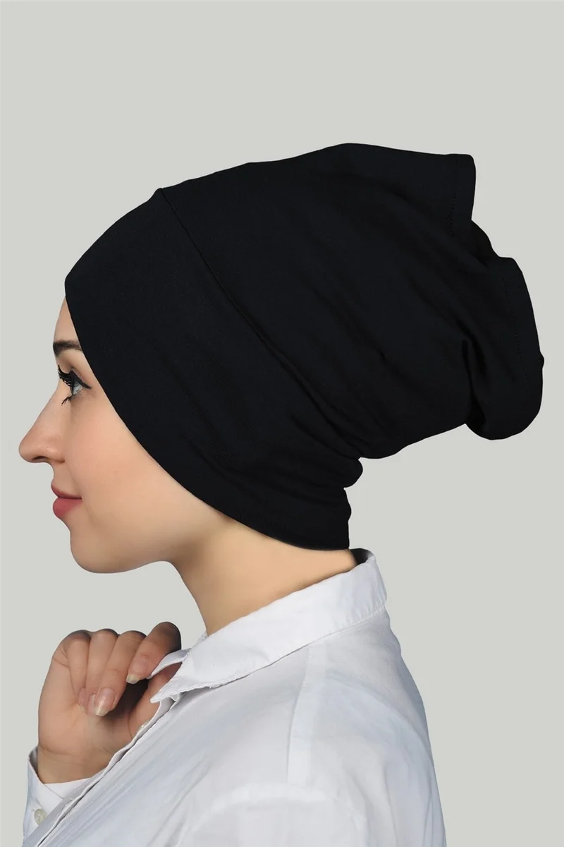 Altobeh Cross Outer Hijab Bonnet Combed Cotton - Navy Blue