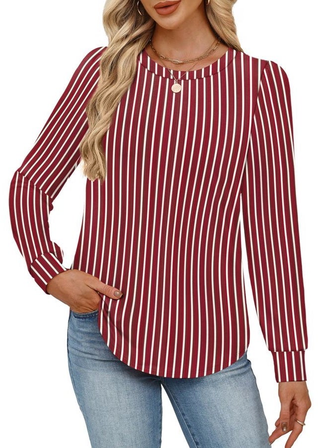 Alaroo Womens Long Sleeve Shirts 2025 Fall Tunic Tops Crewneck Blouses Print, Print 40, S - Image 3