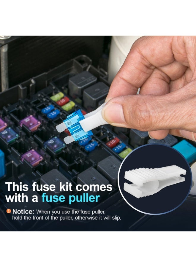 180Pcs Fuse Kit,60 Mini Car Fuses Assortment + 60 Standard Blade Automotive Fuses + 60 Micro Fuses Auto + 1 Puller –11 Specifications: 2Amp 3A 5A 7.5A 10A 15A 20A 25A 30A 35A 40A - Image 2