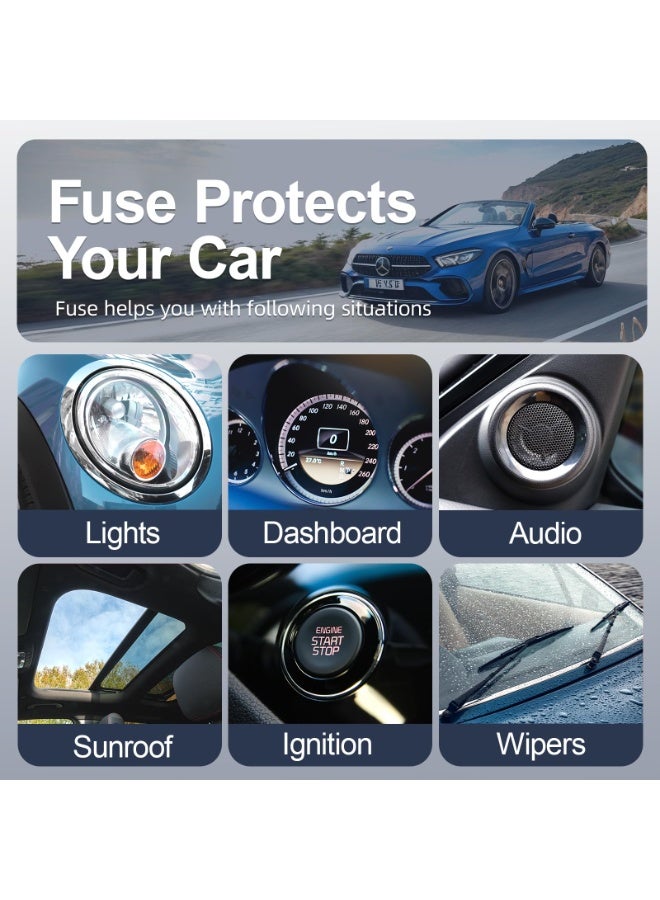 180Pcs Fuse Kit,60 Mini Car Fuses Assortment + 60 Standard Blade Automotive Fuses + 60 Micro Fuses Auto + 1 Puller –11 Specifications: 2Amp 3A 5A 7.5A 10A 15A 20A 25A 30A 35A 40A - Image 4
