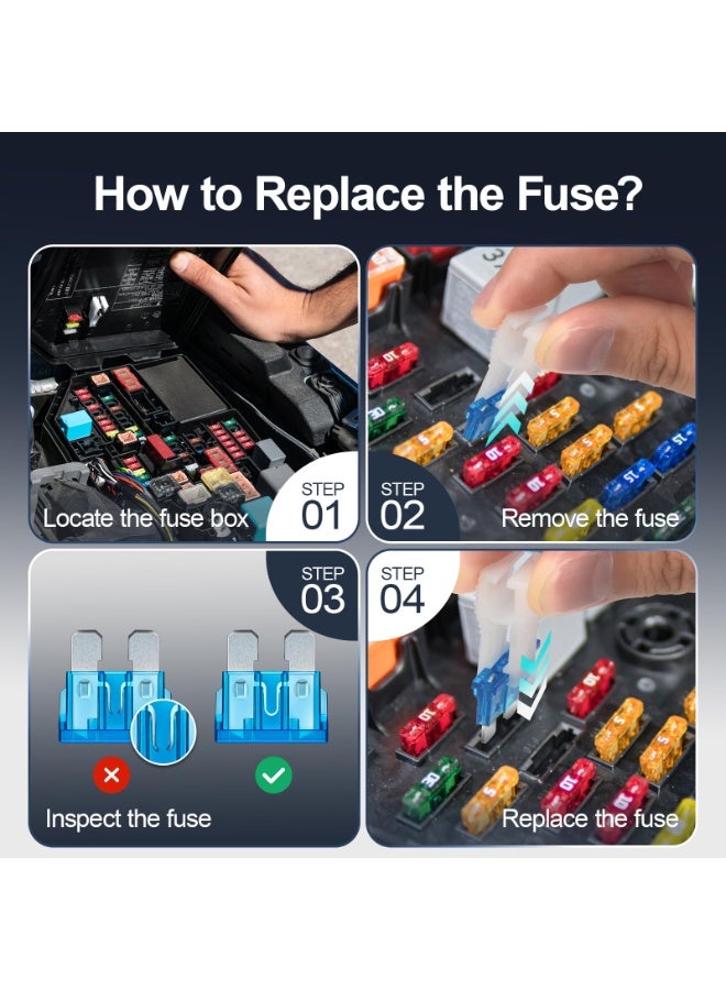 180Pcs Fuse Kit,60 Mini Car Fuses Assortment + 60 Standard Blade Automotive Fuses + 60 Micro Fuses Auto + 1 Puller –11 Specifications: 2Amp 3A 5A 7.5A 10A 15A 20A 25A 30A 35A 40A - Image 3