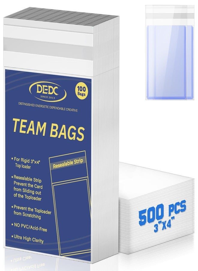 DEDC 500 Pcs Card Sleeves Team Bags for Trading Cards，Team Bag Fit 3x4 Top Loaders for Trading Card Shipping Sports Graded Card Sleeves Protector - Image 1