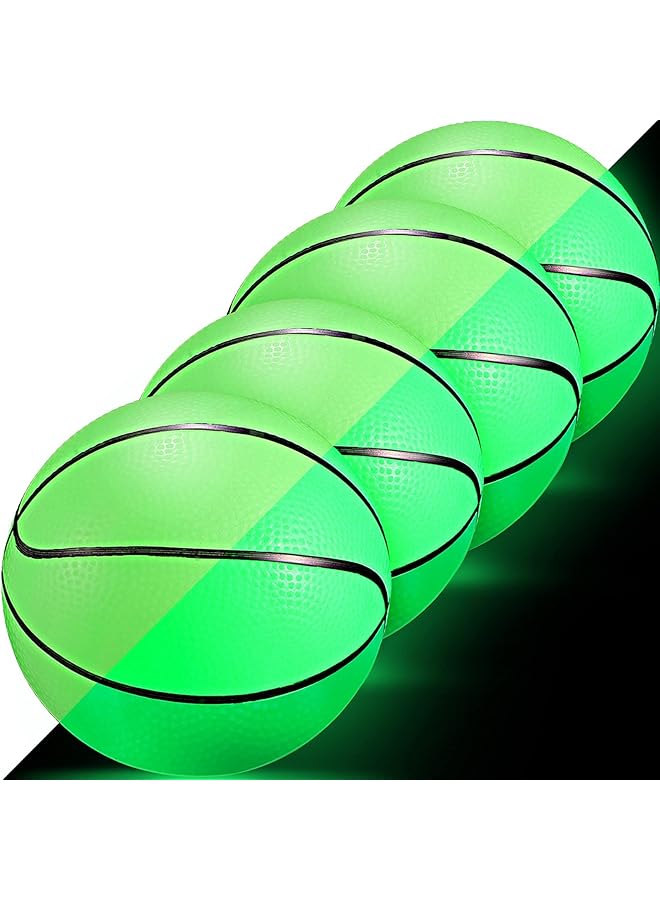 Excefore Glow In The Dark Mini Basketball 4 Pcs Inflatable Indoor Outdoor Small Basketball Toy Mini Cute Bouncy Ball For Kids With Pump 5 Inches - Image 1