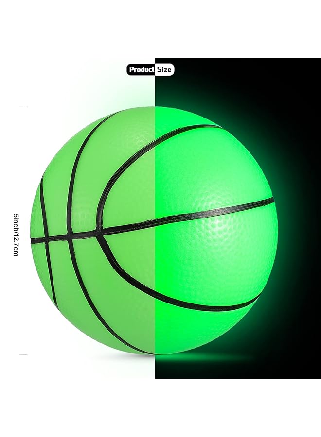 Excefore Glow In The Dark Mini Basketball 4 Pcs Inflatable Indoor Outdoor Small Basketball Toy Mini Cute Bouncy Ball For Kids With Pump 5 Inches - Image 4