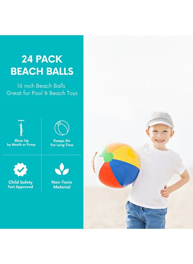 4E's Novelty كرات شاطئية قابلة للنفخ بحجم 16 بوصة من 4E - عبوة 24 قطعة - هدايا حفلات عيد الميلاد للأطفال، أدوات جيدة لصيف، حشوات حقائب الصيف، هدايا نهاية العام للطلاب - Image 2