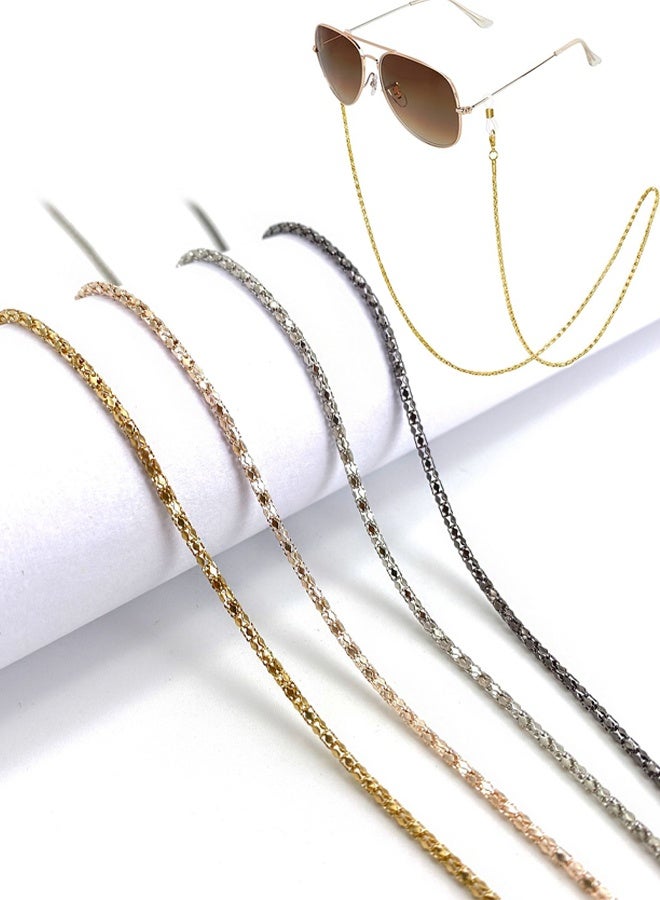 Generic 4-Piece Eyeglass Chains with Clips, Eyeglasses String Holder Strap Eyewear Metal Chain, Face Mask Lanyard Adjustable Hanging Chain - Image 1