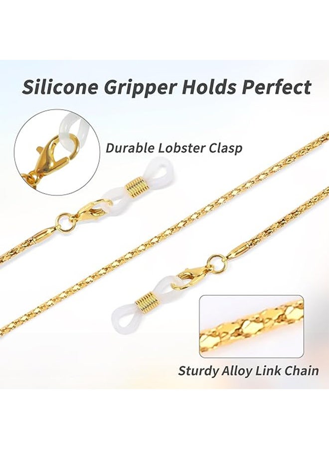 Generic 4-Piece Eyeglass Chains with Clips, Eyeglasses String Holder Strap Eyewear Metal Chain, Face Mask Lanyard Adjustable Hanging Chain - Image 2