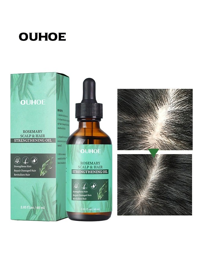 OUHOE Rosemary Scalp and Hair Strengthening Oil,Anti-Hair Loss Repairing Nourishing Moisturizing Volume Fresh Smooth Hair Serum to Prevent Hair Loss and Promote Hair Regrowth for Creating Healthy Hair(60ML) - Image 1