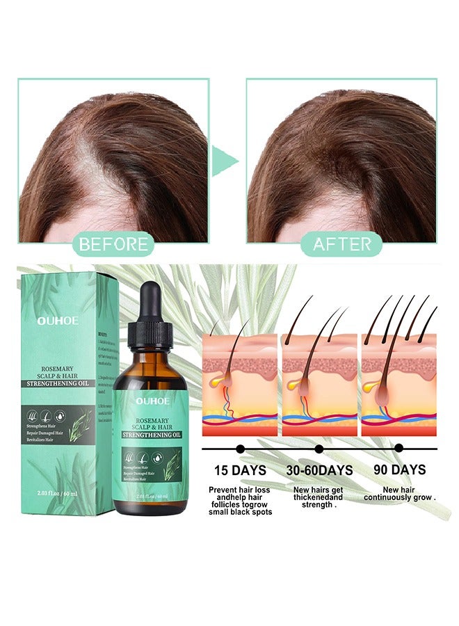 OUHOE Rosemary Scalp and Hair Strengthening Oil,Anti-Hair Loss Repairing Nourishing Moisturizing Volume Fresh Smooth Hair Serum to Prevent Hair Loss and Promote Hair Regrowth for Creating Healthy Hair(60ML) - Image 2