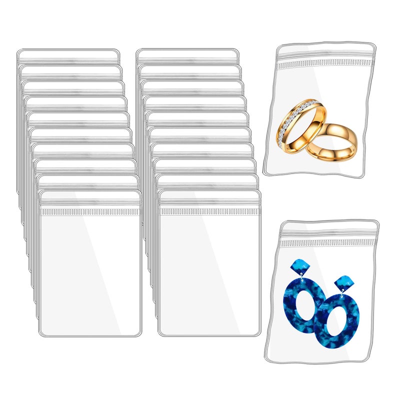 LingLingo Jewelry Pouch Clear Self Seal Plastic Zipper Bags for Earrings Rings Packing Storage Transparent PVC Lock Pouches Pack of 80