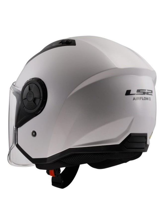 LS2 HELMETS LS2 HELMET OF616 Airflow II HALF Face Helmet - Color: Gloss White - Image 2