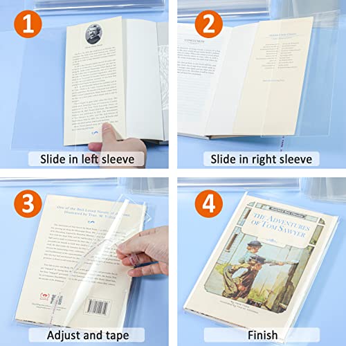 tutata Clear Book Covers 50 PCS for 8 1/2" Tall Books, Adjustable Book Covers, Protect Against Wear and Tear, Water and Dust, Archival Safe, Adjustable for Book Size: 8 1/2" Tall x Up to 15" Long (50 Pack) - Image 5
