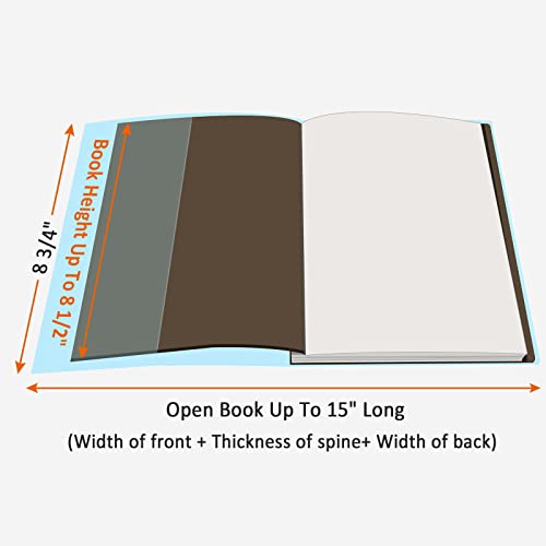 tutata Clear Book Covers 50 PCS for 8 1/2" Tall Books, Adjustable Book Covers, Protect Against Wear and Tear, Water and Dust, Archival Safe, Adjustable for Book Size: 8 1/2" Tall x Up to 15" Long (50 Pack) - Image 2