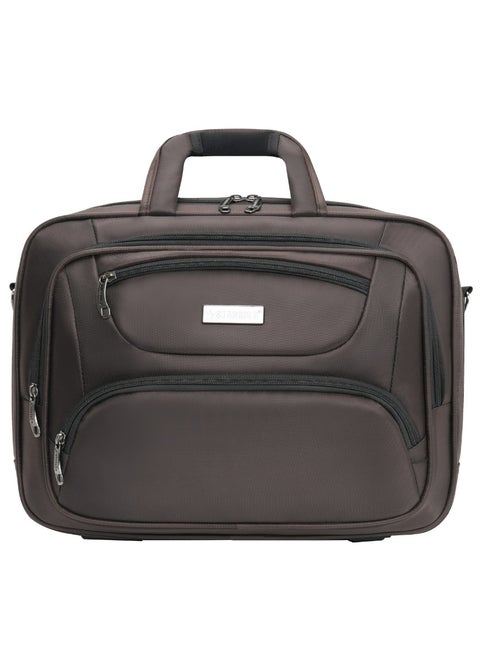 Laptop Bag, Premium 15.6" Business Briefcase With Multiple Compartments, Padded Shoulder Strap, And Water-Resistant Material, Brown