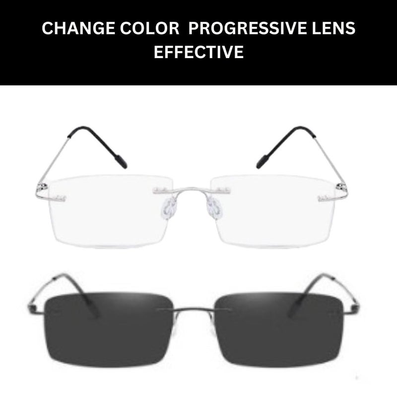 RedEx نظارات ريدكس فوتوكروميك بدون إطار زيرو باور مع عدسات مضادة للوهج لحجب الأشعة الضارة بتصميم مستطيل بدون إطار - Image 3