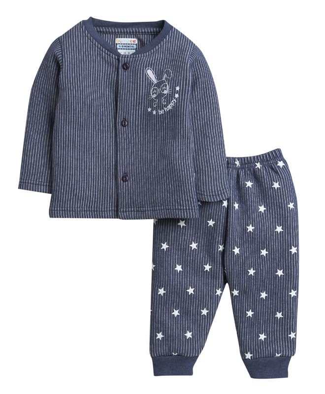 BUMZEE Charcoal Grey Boys Full Sleeves Cotton Thermal Jabla & Jogger Set Age - 6-9 Months (Peb9644D-gry) - Image 1