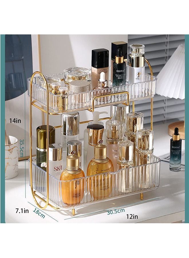 XiuWoo Multi-layer Makeup Organization Storage Removable Golden Lipstick Perfume Cosmetic Skin Care Product Storage Rack Bathroom Corner Shelf Organizer Accessories (Amber) - Image 5