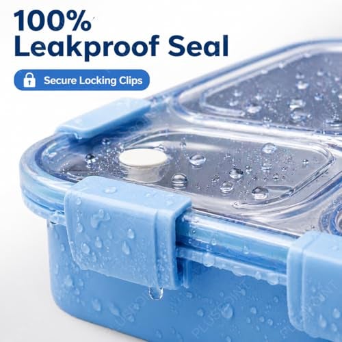 PLUSPOINT Bento Lunch Box Insulated Air Tight Portable Lunch Box with Utensils, Stainless Steel Lunch Box with Containers, Leak Proof Bento Box for Kids, Adults, Men Women (Blue) - 750 Ml - Image 5