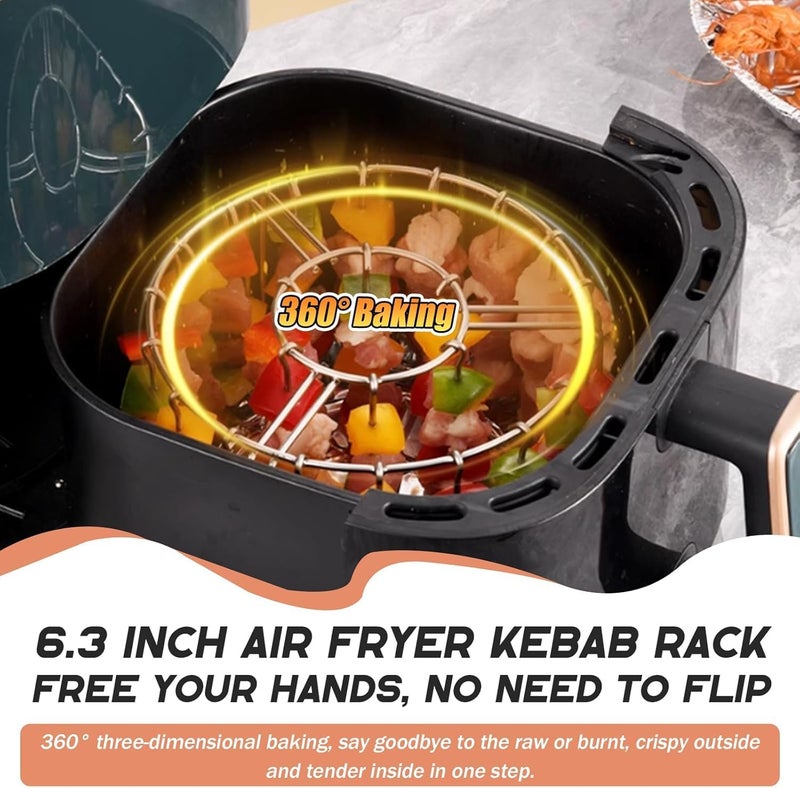 TERRIFI Stainless Steel Air Fryer Grill, Vertical Skewer Rack with 24 Skewers, 6-Inch BBQ Skewers for Air Fryer, Durable Stainless Steel Rack for BBQ and Grilling, Ideal for Home Cooking - Image 3