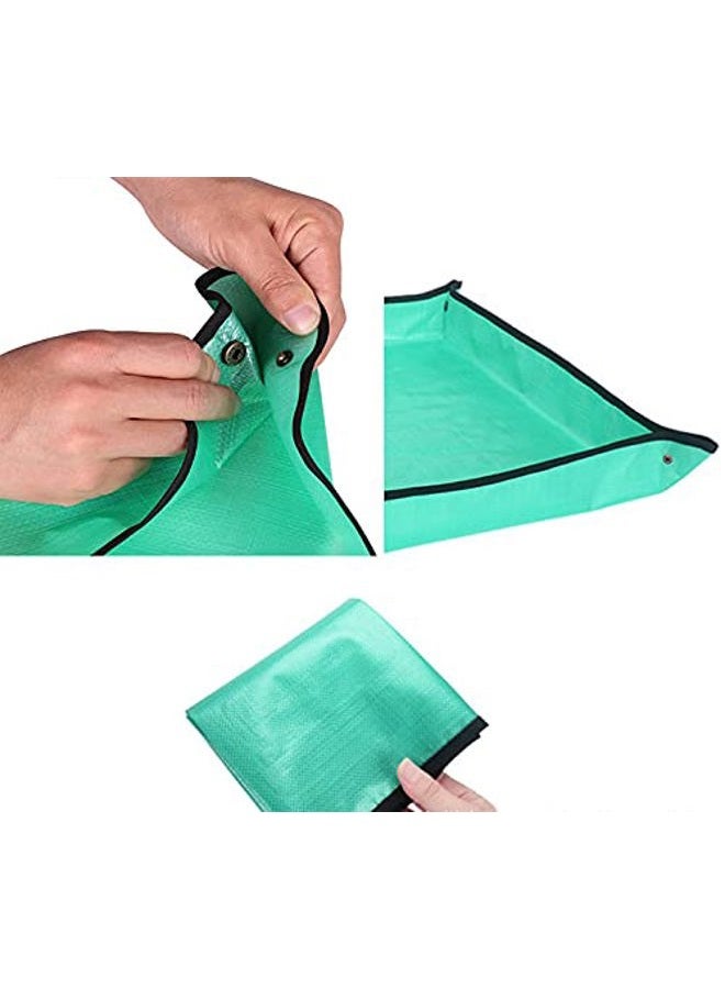 BIUWING 2 قطع 39.4" × 39.4" حصيرة إعادة زراعة النباتات مقاومة للماء حصيرة زراعة داخلية للنباتات العصارية حصيرة تغيير التربة وسقي النباتات قابلة للحمل ومربعة وقابلة للطي - Image 2