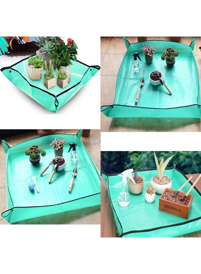 BIUWING 2 قطع 39.4" × 39.4" حصيرة إعادة زراعة النباتات مقاومة للماء حصيرة زراعة داخلية للنباتات العصارية حصيرة تغيير التربة وسقي النباتات قابلة للحمل ومربعة وقابلة للطي - Image 5