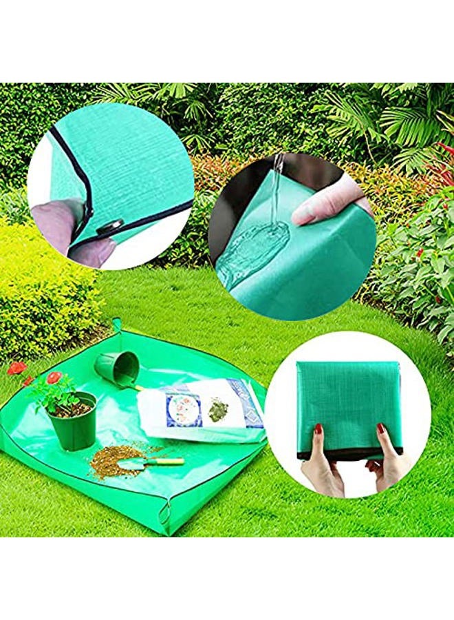 BIUWING 2 قطع 39.4" × 39.4" حصيرة إعادة زراعة النباتات مقاومة للماء حصيرة زراعة داخلية للنباتات العصارية حصيرة تغيير التربة وسقي النباتات قابلة للحمل ومربعة وقابلة للطي - Image 4