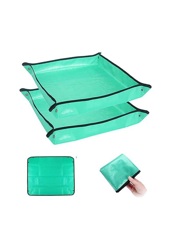 BIUWING 2 قطع 39.4" × 39.4" حصيرة إعادة زراعة النباتات مقاومة للماء حصيرة زراعة داخلية للنباتات العصارية حصيرة تغيير التربة وسقي النباتات قابلة للحمل ومربعة وقابلة للطي - Image 1