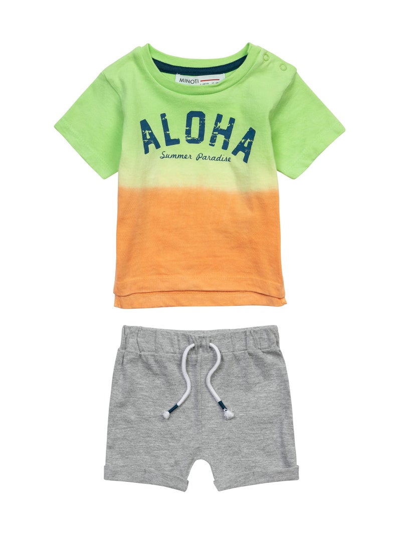 MINOTI Baby T-Shirt and Shorts Set with Letter Print  - Image 1