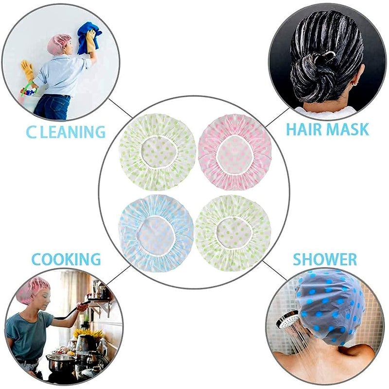 MAHNTMART Reusable Shower Caps (3-Pack) | Waterproof, Multicolor Hair Covers for Women, Men, Kids, and Babies | Great for Bathing, Spas, Salons, Beauty Parlors, Homes, and Hair Care or Treatment - Image 4