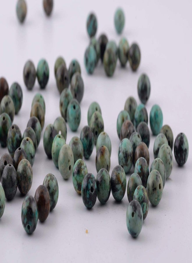 سميدي خرز من الأحجار الطبيعية، 100 قطعة، أحجار كريمة مستديرة أصلية، حجم الفتحة 1 مم، خرز ناعم يمكنك صنعه بنفسك لصنع الأساور والقلائد والأقراط والمجوهرات (فيروز أفريقي أخضر، 8 مم) - Image 2