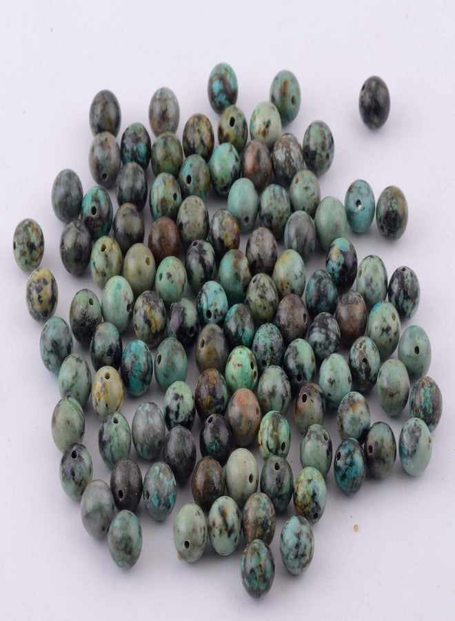 سميدي خرز من الأحجار الطبيعية، 100 قطعة، أحجار كريمة مستديرة أصلية، حجم الفتحة 1 مم، خرز ناعم يمكنك صنعه بنفسك لصنع الأساور والقلائد والأقراط والمجوهرات (فيروز أفريقي أخضر، 8 مم) - Image 3