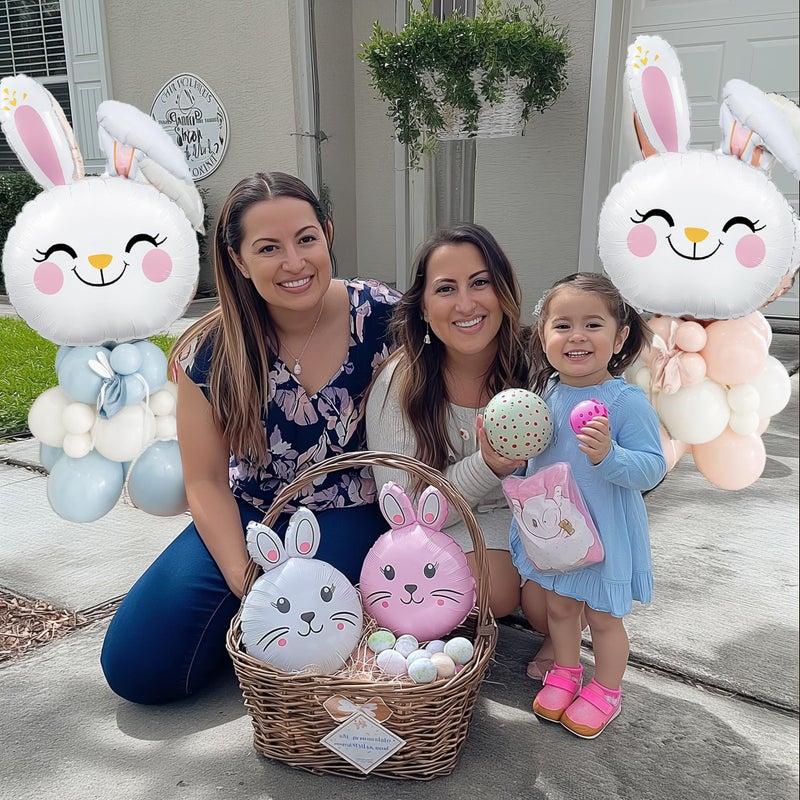 besttideyes Easter Bunny balloons Blue and Pink balloons with 3Pcs Rabbit Head Foil Balloons for Easter Themed Party Bunny Birthday Supplies Decorations - Image 5