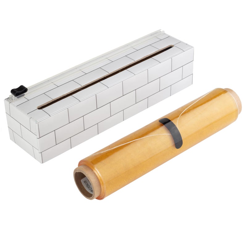 Chicwrap Subway Tile Refillable Plastic Wrap Dispenser - One 9" x 250' Roll of Professional Grade Plastic Wrap - BPA Free and Kosher Certified - Reusable Dispenser w/Slide Cutter - Image 1