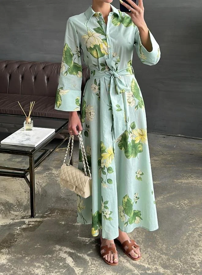 Take Two Women Floral Print Buttoned Maxi Dress