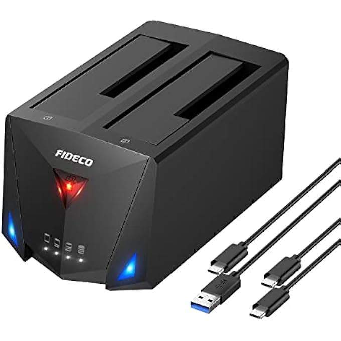 FIDECO USB 3.2 GEN 1 TO HARD DRIVE DOCKING STATION, HARD DRIVE DOCK FOR 2.5 OR 3.5 INCH SATA I/II/III HDD SSD WITH HARD DRIVE DUPLICATOR/OFFLINE CLONE FUNCTION AND 2 USB CABLES, SUPPORT UASP - Image 1