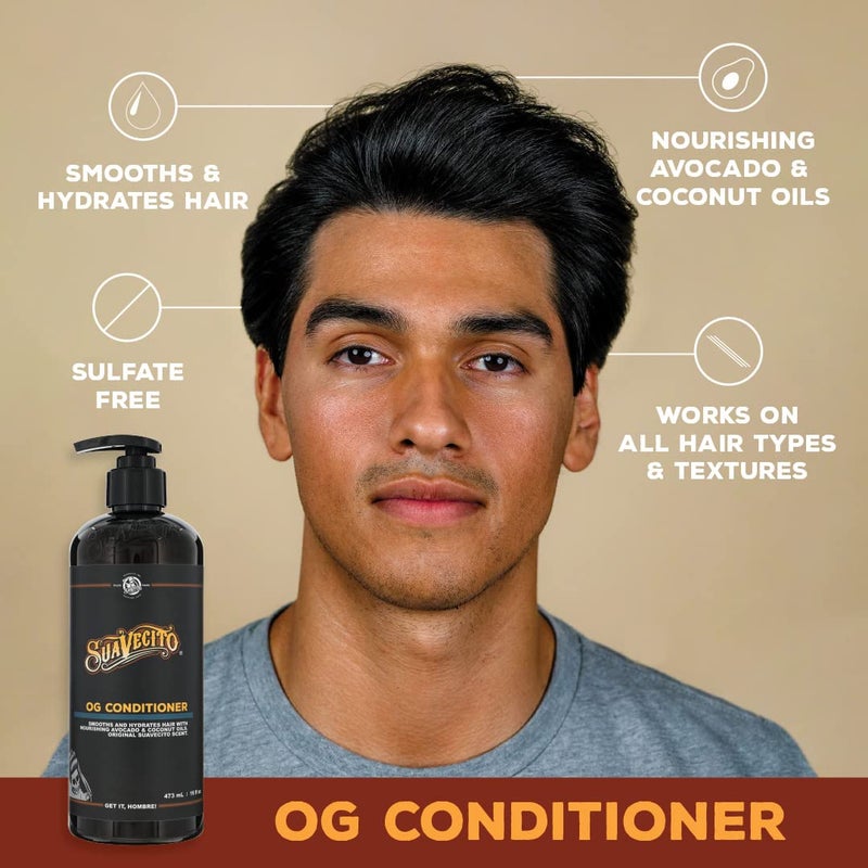 Suavecito Hair & Body Essentials Bundle: Original Hold Hair Styling Pomade, Moisturizing Body Soap, Hydrating Shampoo & Nourishing Conditioner - Image 4