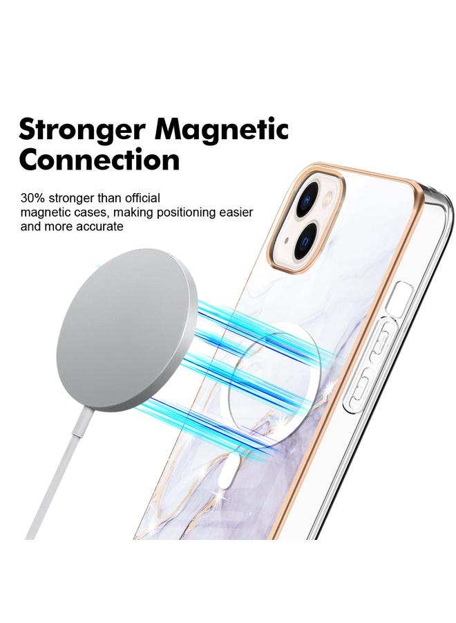 S-TOP Case For iPhone 15 Plus Marble Pattern Dual-side IMD Magsafe TPU Phone Case - Image 2