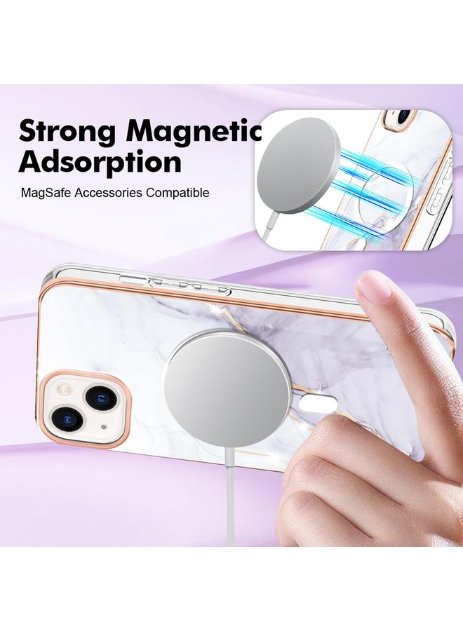 S-TOP Case For iPhone 15 Plus Marble Pattern Dual-side IMD Magsafe TPU Phone Case - Image 3