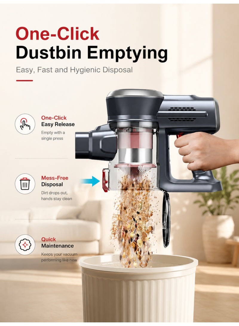 OHAHO Cordless Wet & Dry Vacuum Cleaner 3-in-1 Wash and Vacuum with LED Light, Foldable Tube, Self-Cleaning Water Tank, Sofa Brush, Dust Mite Brush, 2-in-1 Crevice & Blowing Tool, Powerful Home Floor Cleaner - Image 5